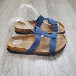 Birkenstock Betula Sandals Shoes Women Size 38 Blue Suede Slip On Comfort Casual